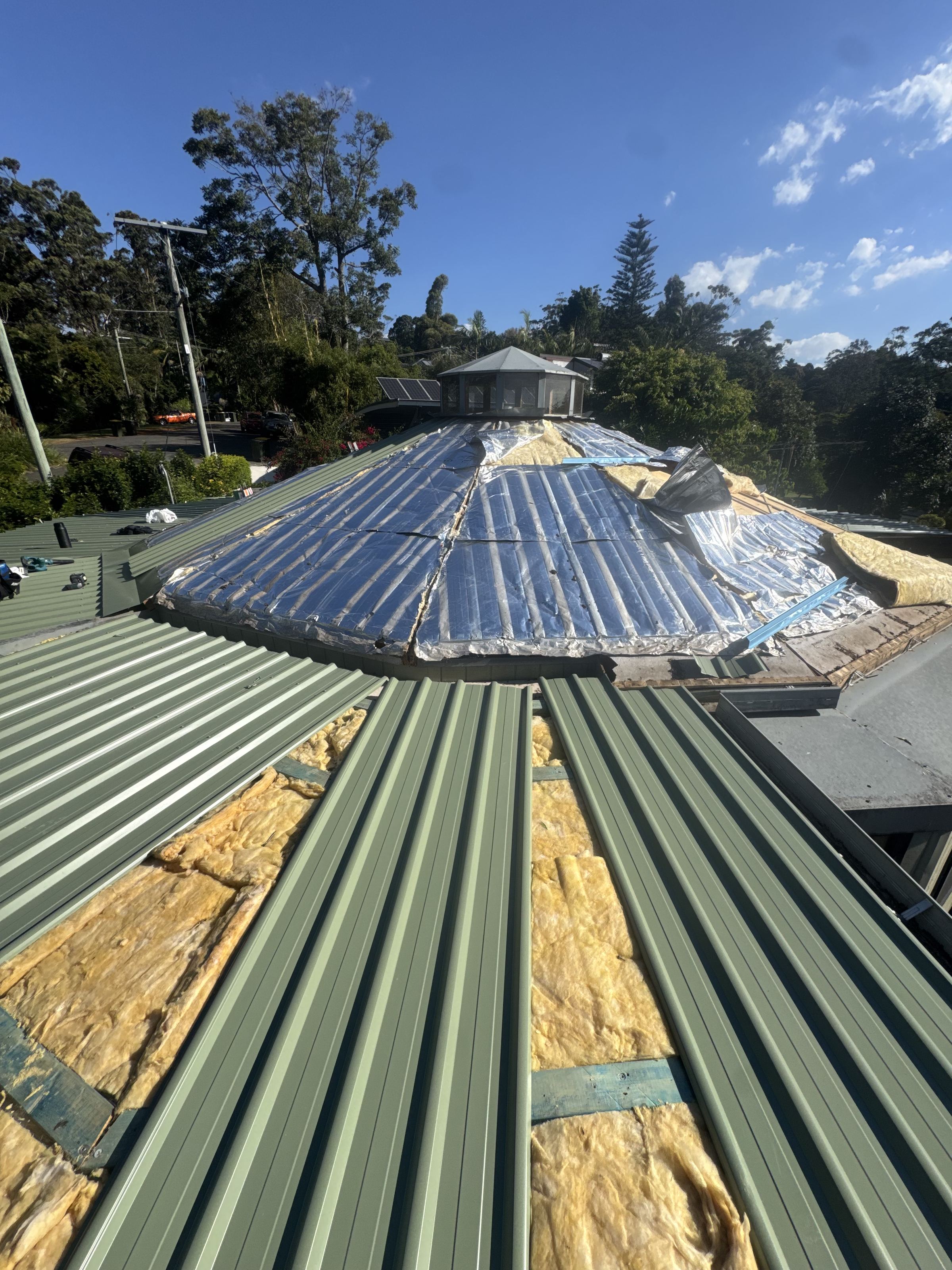 Roof stripped back to timber and sarking during the re-roof