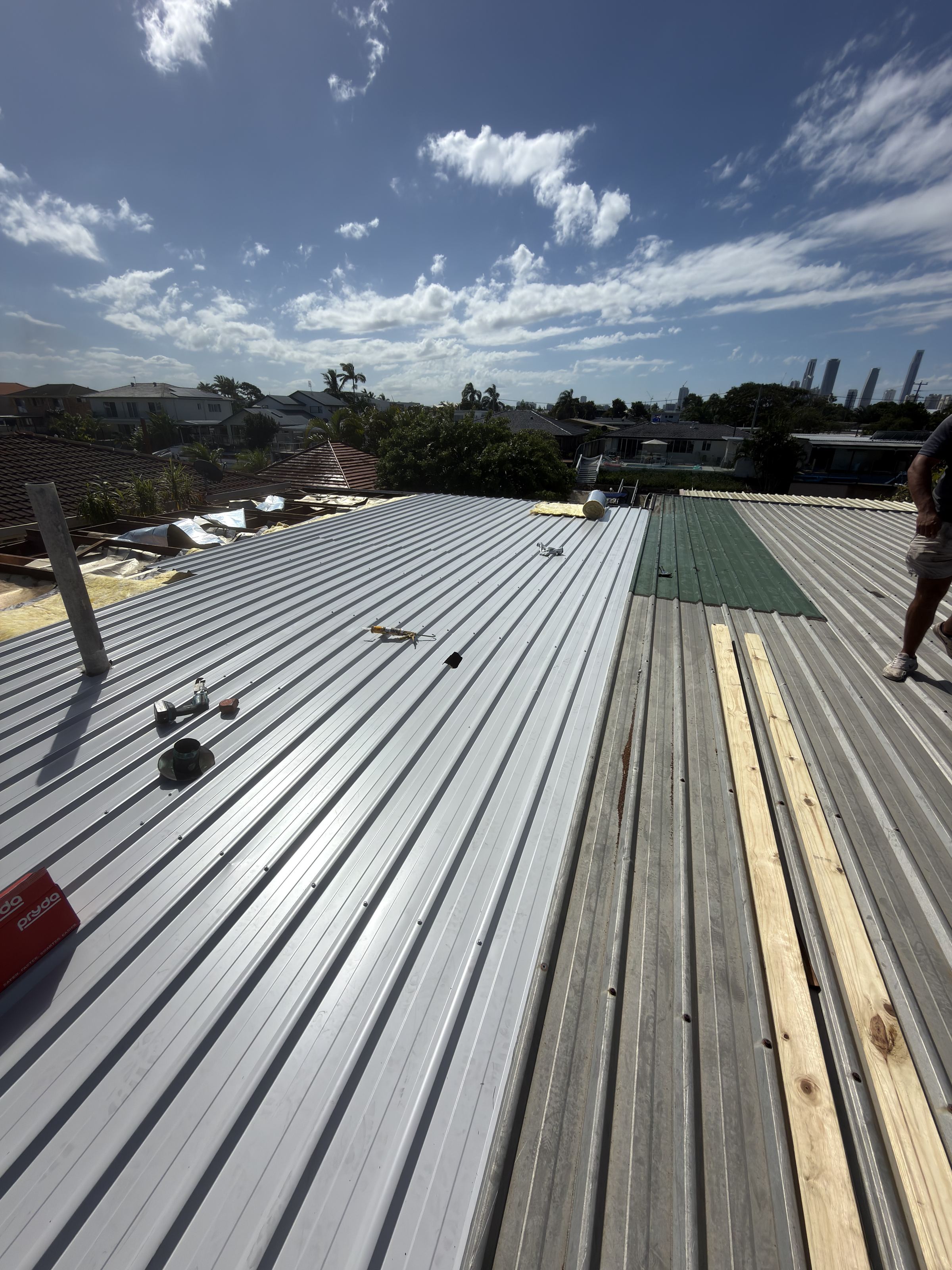 Sarking laid over the battens ahead of the next run