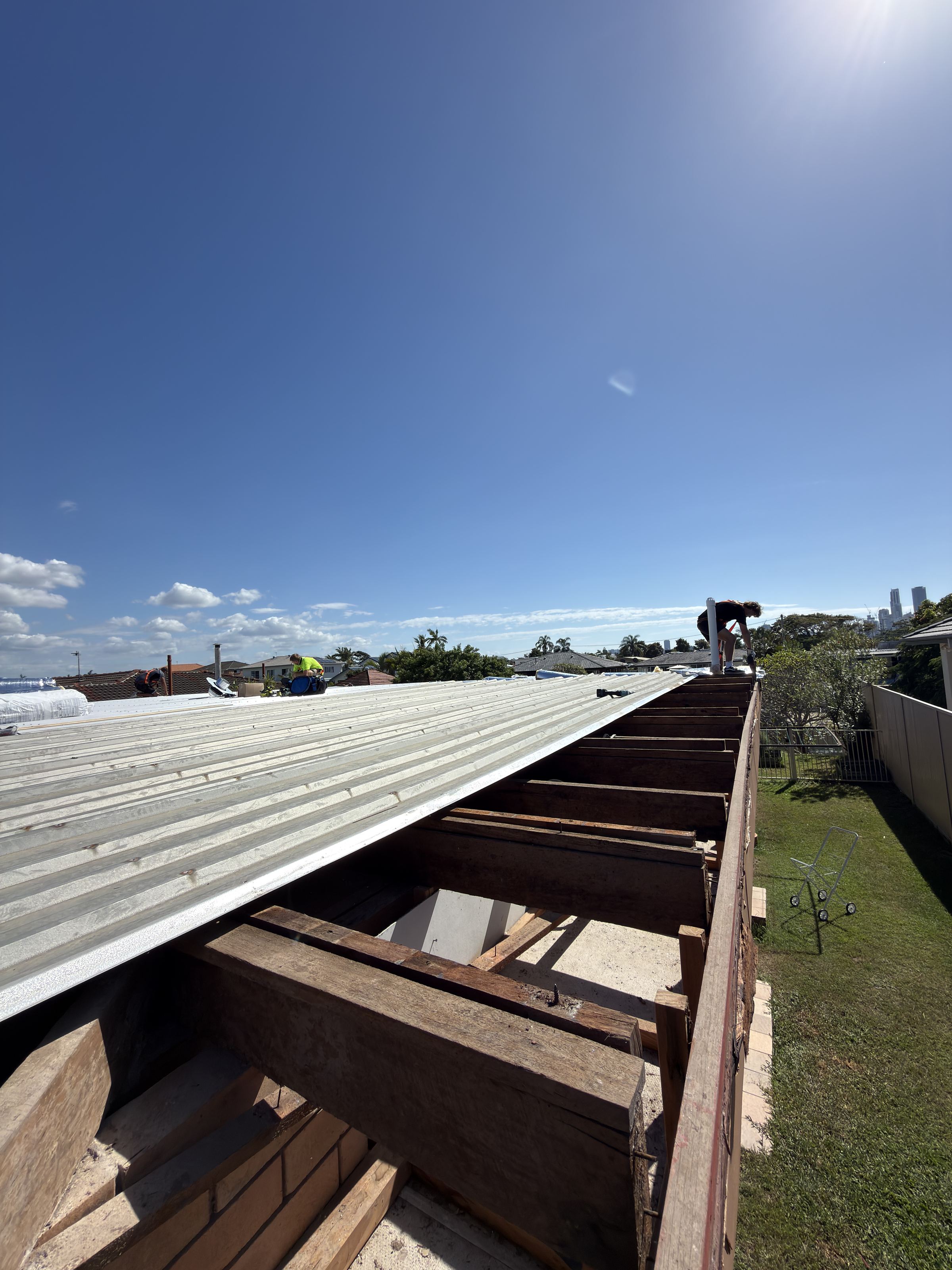 Roof stripped back with the structure exposed